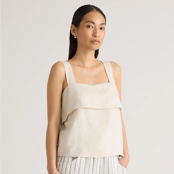 Quince Tops - Quince 100% European Linen Square Neck Tank in “Sand” NWOT